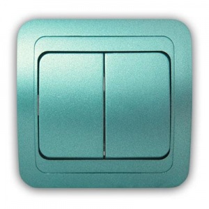 MMS зеленый металлик Выключатель 2-х клавишный (б/вст) (22803) 12/120